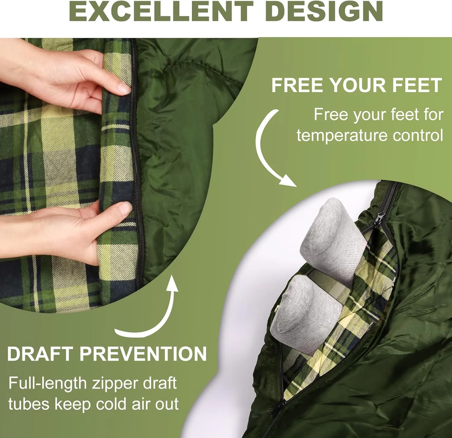 Double Sleeping Bag for Adults Kids Camping, XL Queen Size Sleeping Bags for 2 Person All Season Hiking Backpacking, Lightweight Waterproof with Compression Sack