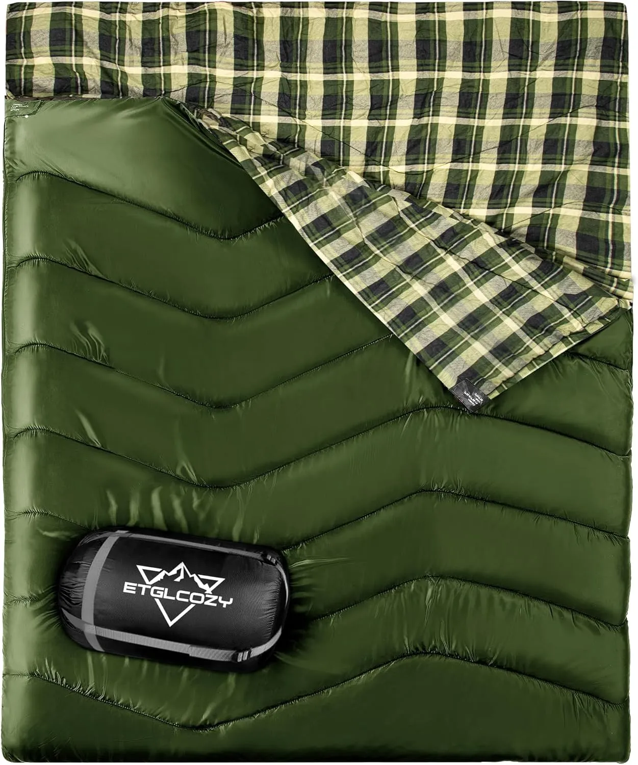 Double Sleeping Bag for Adults Kids Camping, XL Queen Size Sleeping Bags for 2 Person All Season Hiking Backpacking, Lightweight Waterproof with Compression Sack