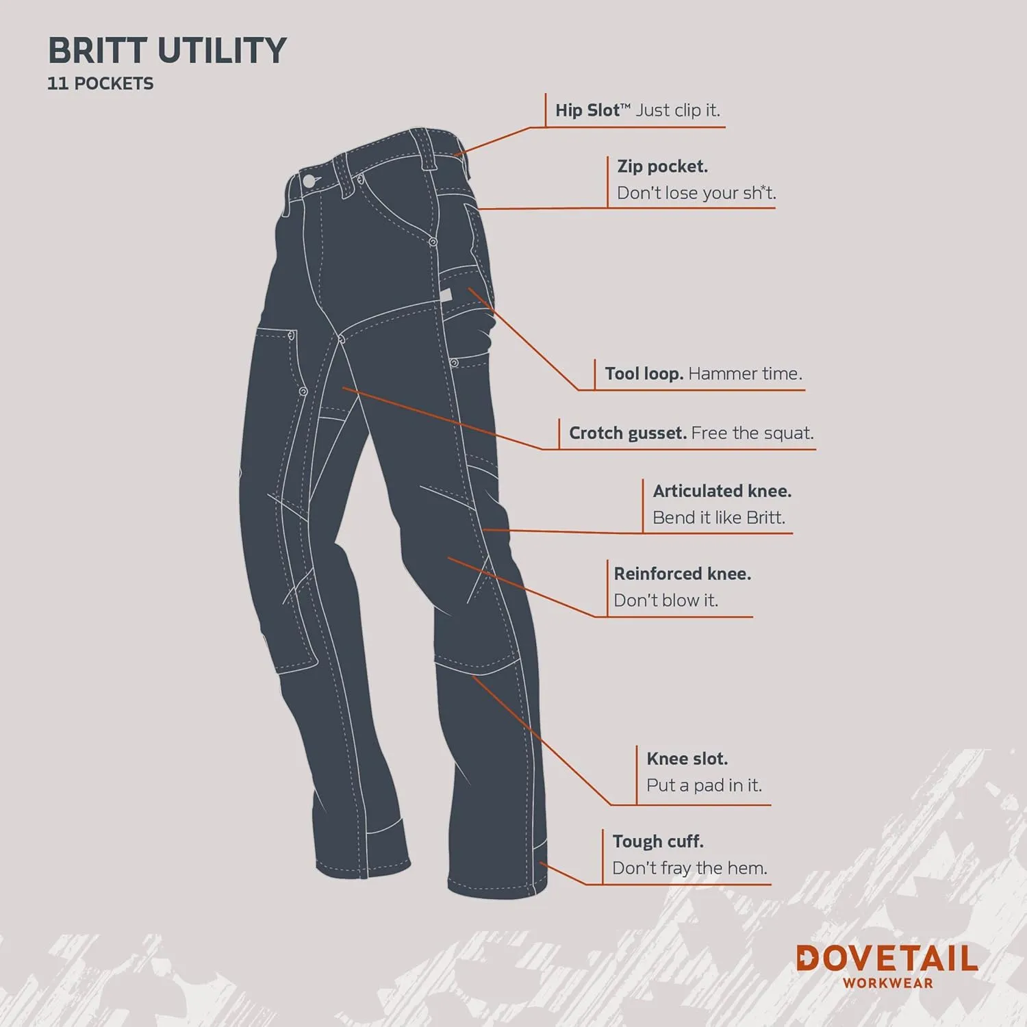 Dovetail Workwear Britt Utility Cargo Pants for Women, Straight Leg Fit, 11 Functional Pockets