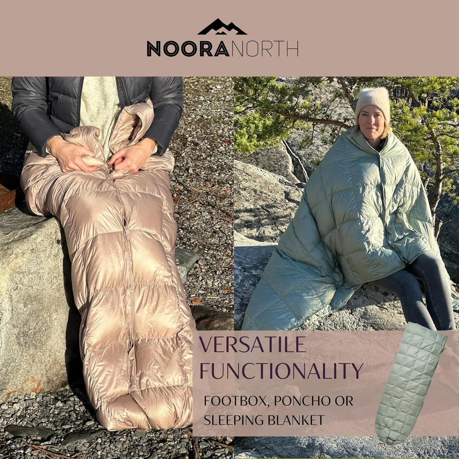 Down Camping Blanket with Footbox - Packable Warm Puffy Lightweight Camp Quilt - Water Resistant for Backpacking Hiking Travel – Compact Outdoor Throw Sleeping Blanket with Bag - 52x77