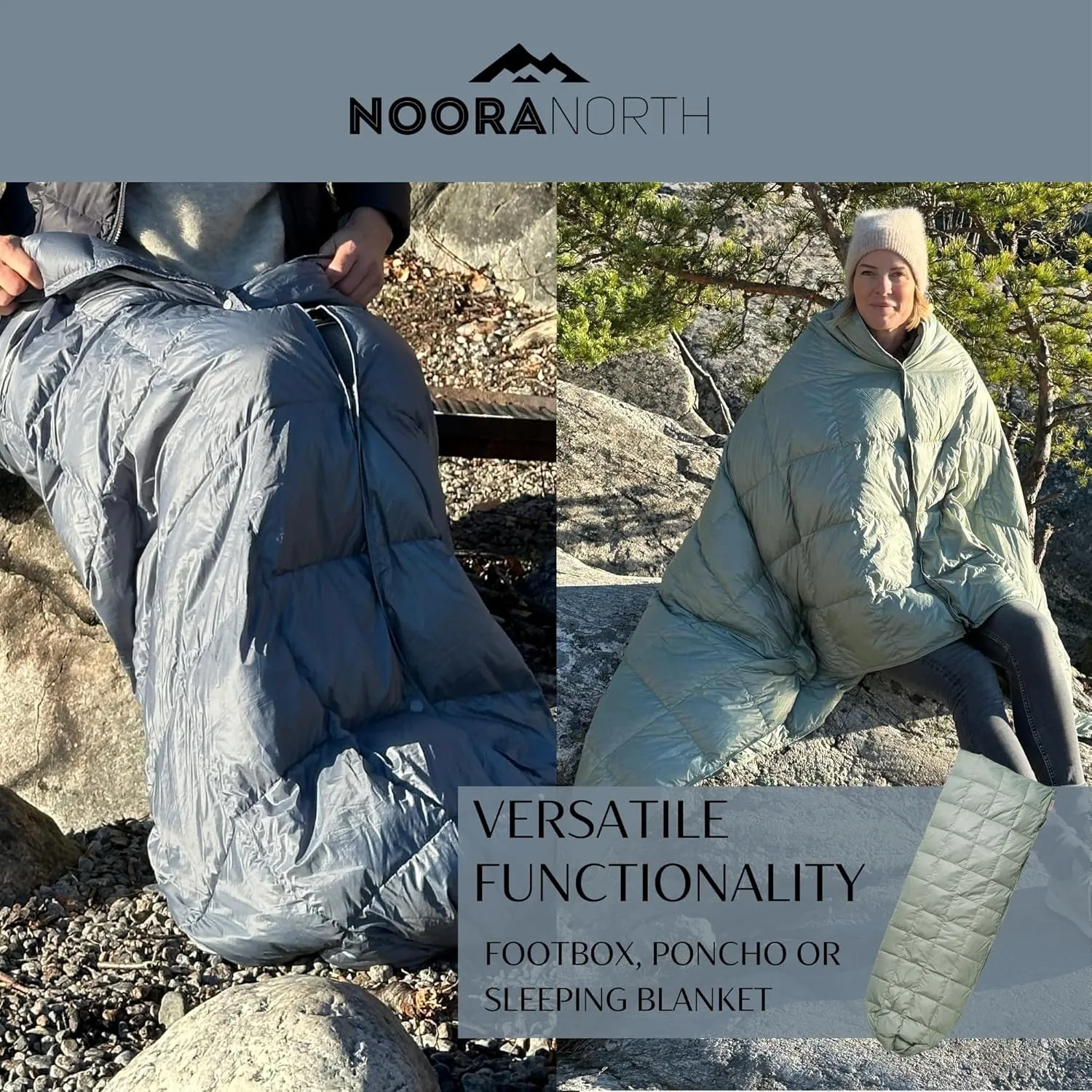 Down Camping Blanket with Footbox - Packable Warm Puffy Lightweight Camp Quilt - Water Resistant for Backpacking Hiking Travel – Compact Outdoor Throw Sleeping Blanket with Bag - 52x77