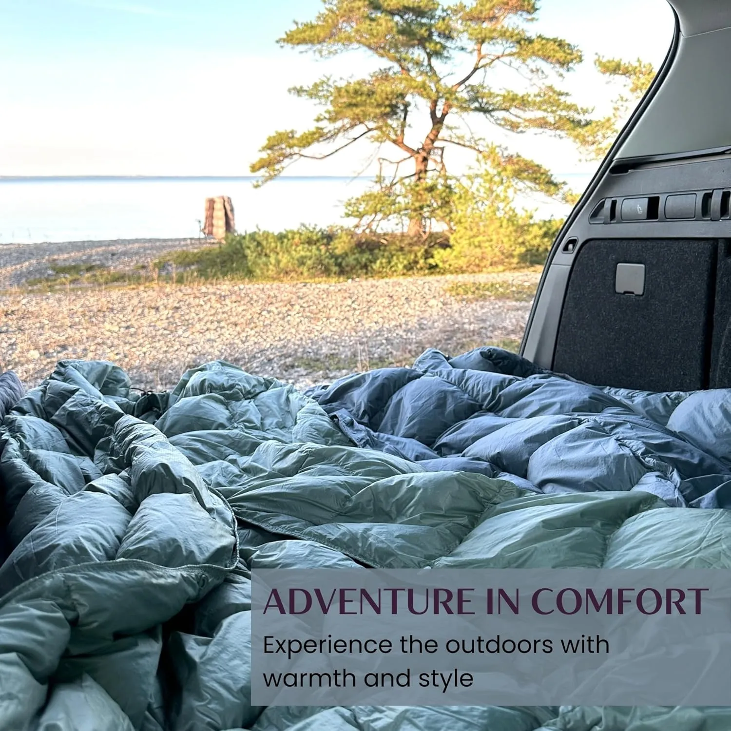 Down Camping Blanket with Footbox - Packable Warm Puffy Lightweight Camp Quilt - Water Resistant for Backpacking Hiking Travel – Compact Outdoor Throw Sleeping Blanket with Bag - 52x77