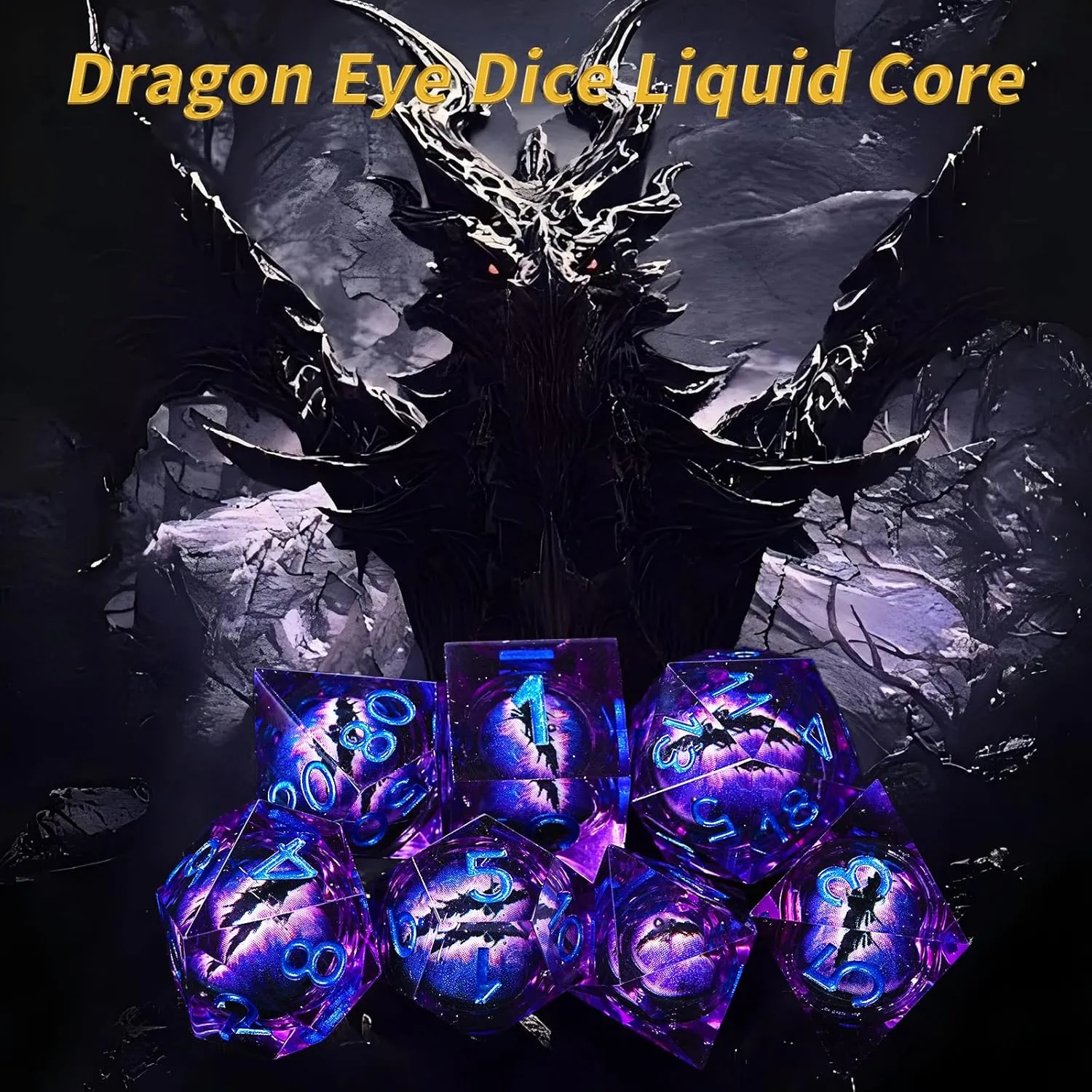 Dragon Eye DND Dice Set D&D 7 Pcs Resin Liquid Core Polyhedral RPG D&d Dice Set with Gift Box, Dungeons and Dragons Dice Set for Role Playing Table Game D20 D12 D10 D8 D6 D4 D%