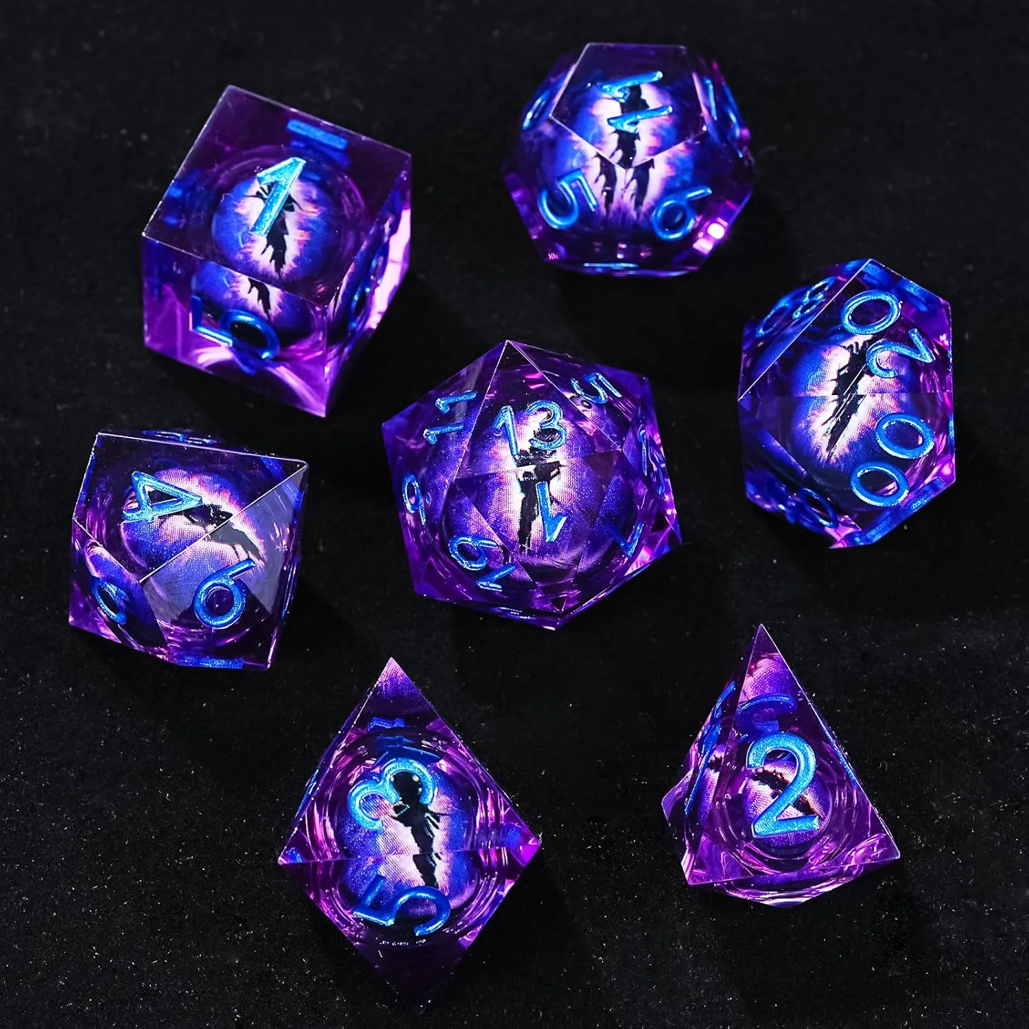 Dragon Eye DND Dice Set D&D 7 Pcs Resin Liquid Core Polyhedral RPG D&d Dice Set with Gift Box, Dungeons and Dragons Dice Set for Role Playing Table Game D20 D12 D10 D8 D6 D4 D%