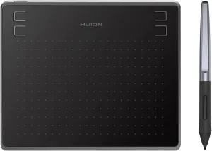 Drawing Tablet HUION HS64 Beginner Graphics OSU Tablet with Battery-Free Stylus 8192 Pressure Sensitive for Digital Art, Painting & Design, Compatible with Windows, Mac, Android & Linux Black