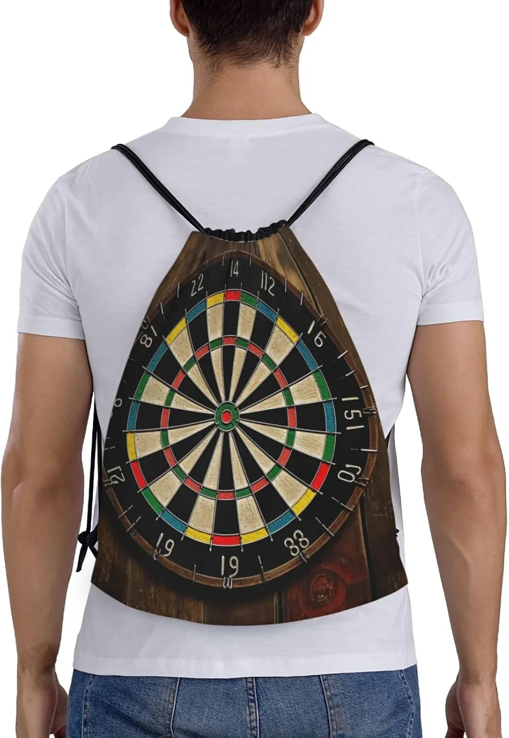 Drawstring Backpack Waterproof String Bag Dart Board Sport Gym Sackpack Lightweight Cinch Bag
