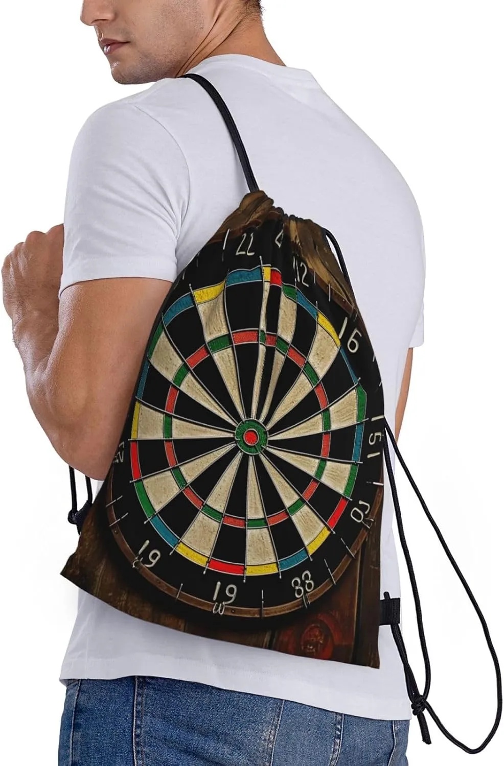 Drawstring Backpack Waterproof String Bag Dart Board Sport Gym Sackpack Lightweight Cinch Bag