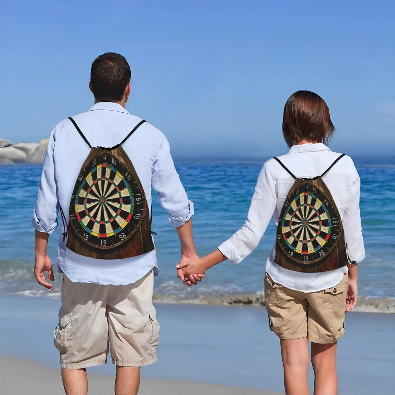 Drawstring Backpack Waterproof String Bag Dart Board Sport Gym Sackpack Lightweight Cinch Bag