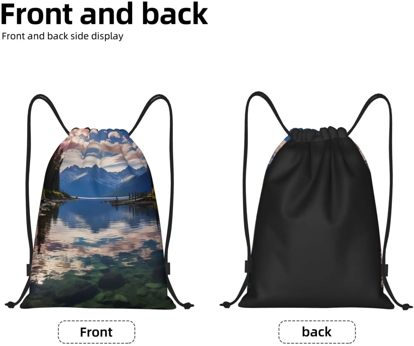 Drawstring Backpack Waterproof String Bag National park lake Sport Gym Sackpack Lightweight Cinch Bag