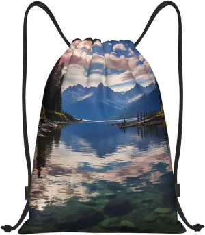 Drawstring Backpack Waterproof String Bag National park lake Sport Gym Sackpack Lightweight Cinch Bag