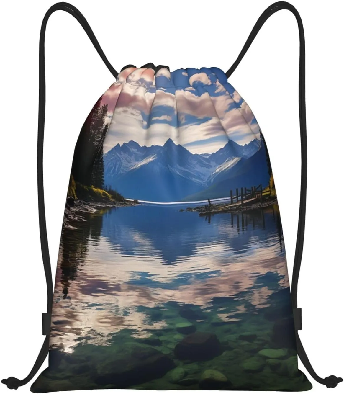 Drawstring Backpack Waterproof String Bag National park lake Sport Gym Sackpack Lightweight Cinch Bag