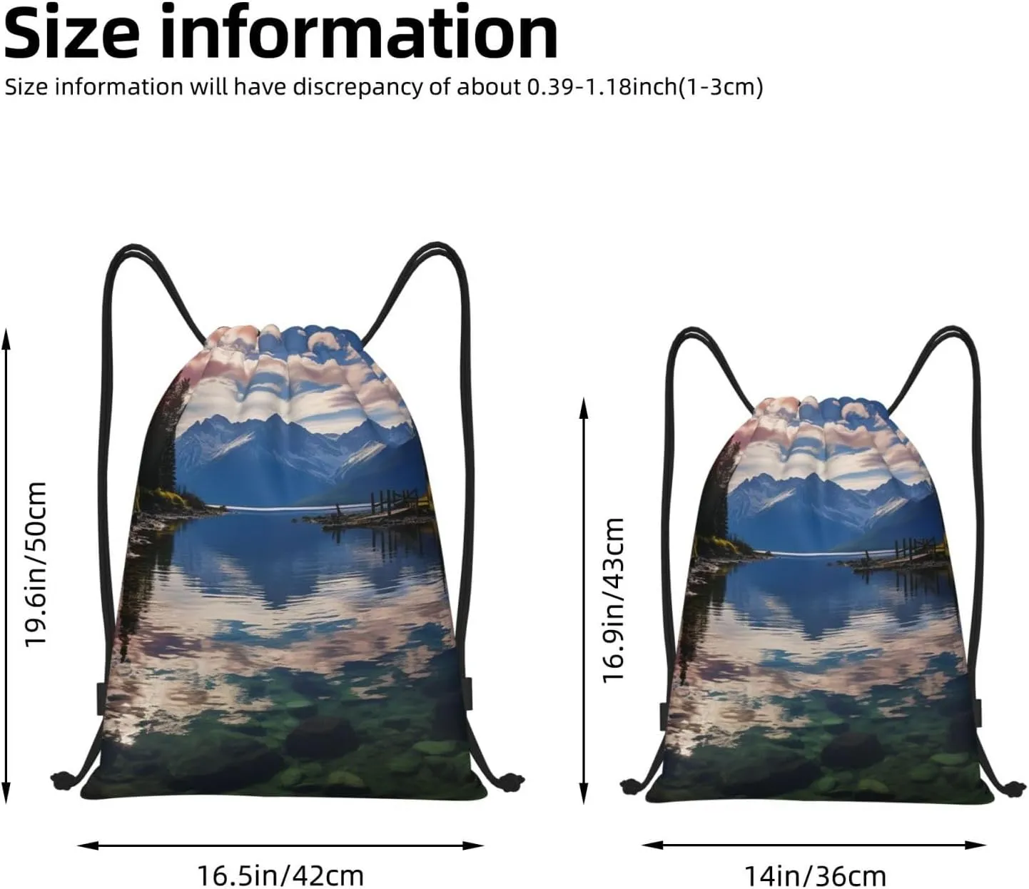 Drawstring Backpack Waterproof String Bag National park lake Sport Gym Sackpack Lightweight Cinch Bag