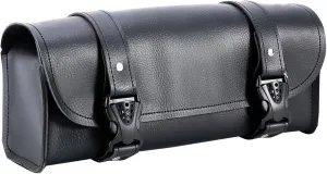 Dream Apparel PU Leather Motorcycle Fork Bag - Universal Black Handlebar Storage Pouch for Sissy Bar