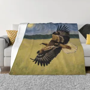 Eagle Prairie Abstract Art Oil Painting Flannel Throw Blanket Super Soft Comfortable Touch and Warm Suitable for Room Decoration Sofa Bed and Camping in The Wild Four Seasons Use