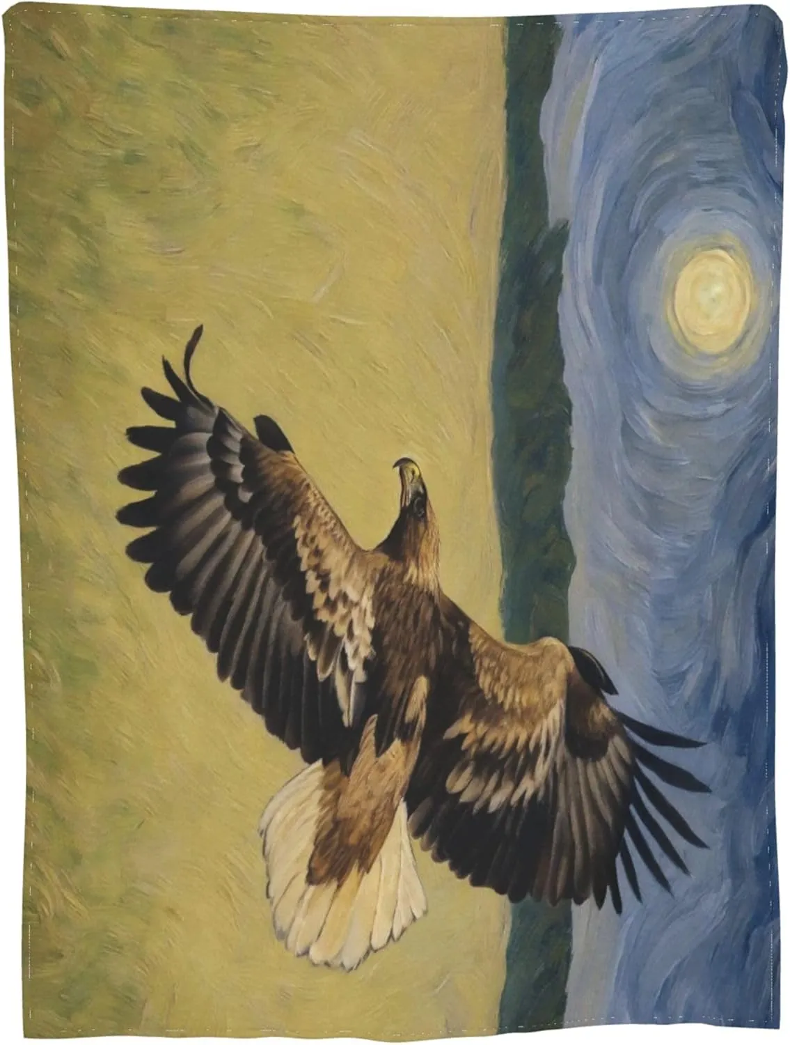 Eagle Prairie Abstract Art Oil Painting Flannel Throw Blanket Super Soft Comfortable Touch and Warm Suitable for Room Decoration Sofa Bed and Camping in The Wild Four Seasons Use