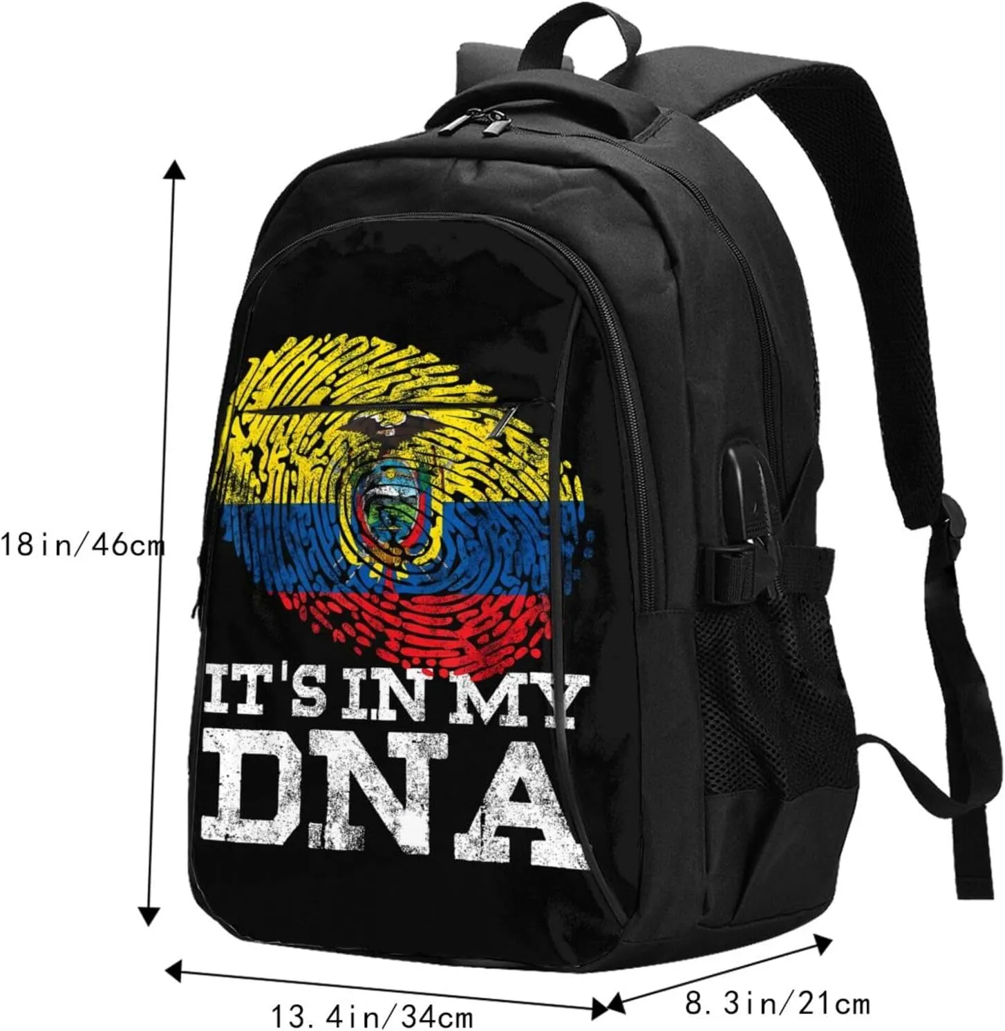Ecuadorian Hispanic Ecuador Flag Travel Backpacks Casual Backpack Large Capacity Laptop Rucksack Luggage Daypacks with USB Charging Port Multi-Pockets Bags for Hiking
