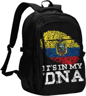 Ecuadorian Hispanic Ecuador Flag Travel Backpacks Casual Backpack Large Capacity Laptop Rucksack Luggage Daypacks with USB Charging Port Multi-Pockets Bags for Hiking