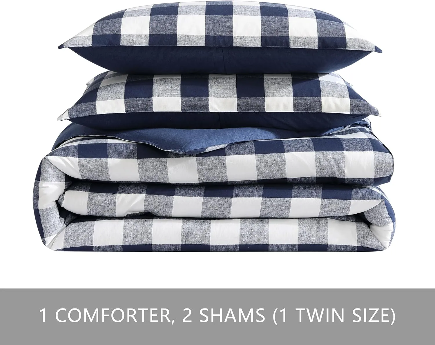 Eddie Bauer - Queen Comforter Set, Reversible Cotton Bedding with Matching Shams, Stylish Plaid Home Decor (Lakehouse Blue, Queen)