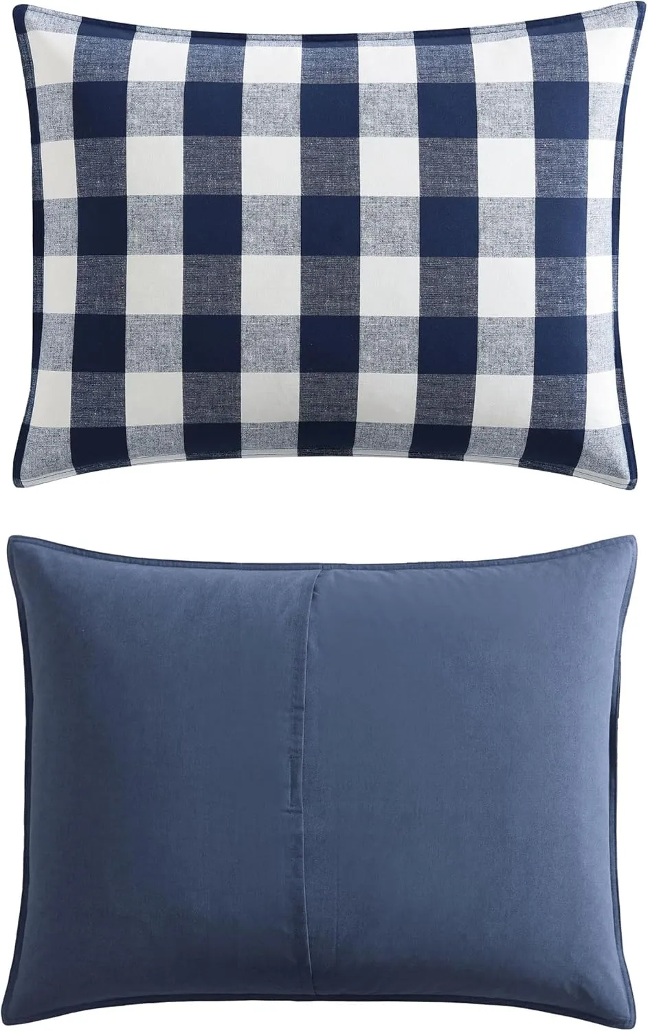 Eddie Bauer - Queen Comforter Set, Reversible Cotton Bedding with Matching Shams, Stylish Plaid Home Decor (Lakehouse Blue, Queen)
