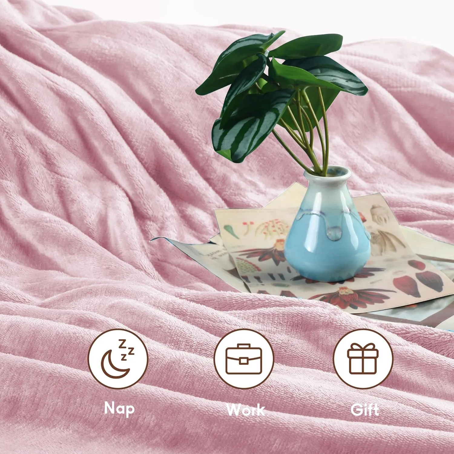 Electric Heated Blanket Breathable Warm 72" x 84" Full Size Flannel Heated Blanket with 1-4 Heating Levels & 10 Hours Auto Shut Off, Control Temperature and Washable, for Sofa and Bed - Pink