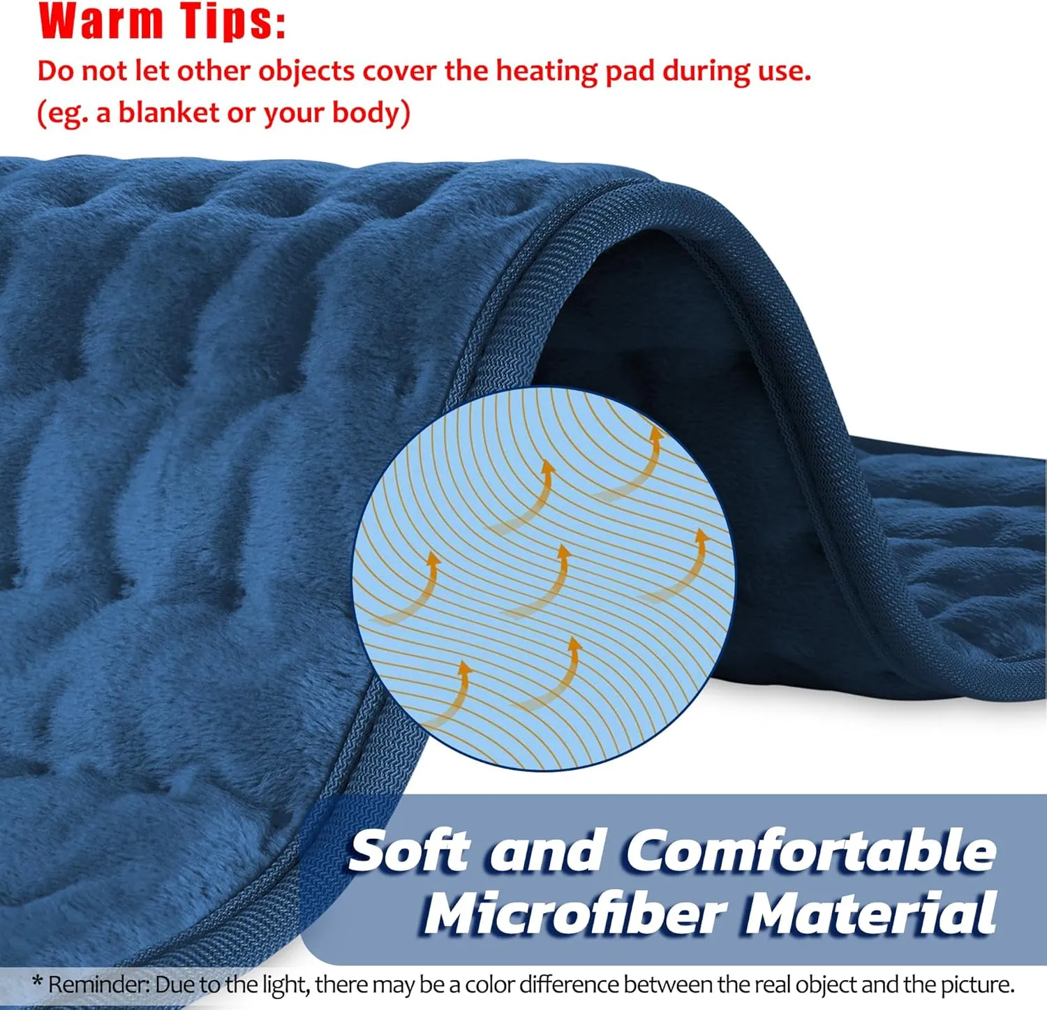 Electric Heating Pad for Back Pain Relief, Heating Pads for Cramps, Auto Shut Off, Machine Washable, Heating pad for Neck and Shoulder, Knee, Arms, Legs, etc. (Dark Blue, 24‘’×20‘’)