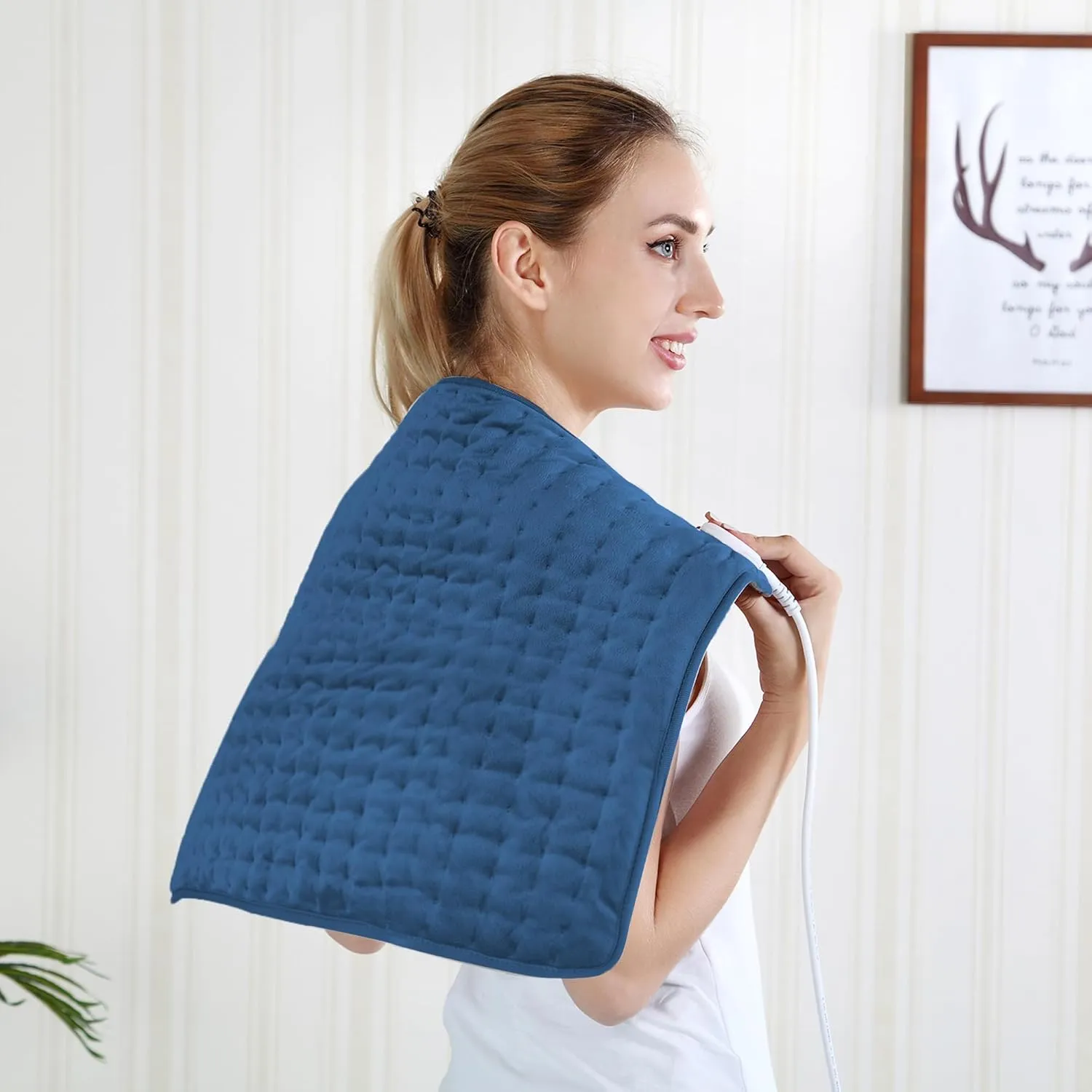 Electric Heating Pad for Back Pain Relief, Heating Pads for Cramps, Auto Shut Off, Machine Washable, Heating pad for Neck and Shoulder, Knee, Arms, Legs, etc. (Dark Blue, 24‘’×20‘’)
