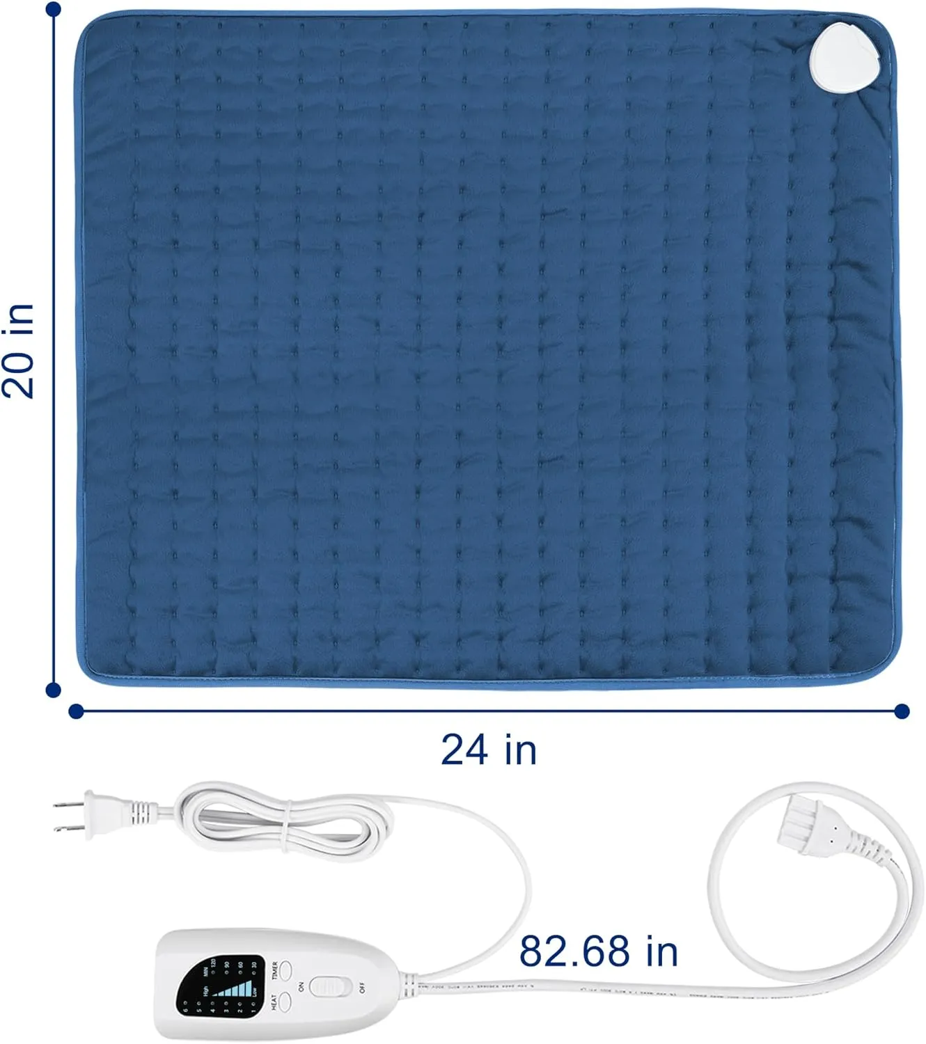 Electric Heating Pad for Back Pain Relief, Heating Pads for Cramps, Auto Shut Off, Machine Washable, Heating pad for Neck and Shoulder, Knee, Arms, Legs, etc. (Dark Blue, 24‘’×20‘’)