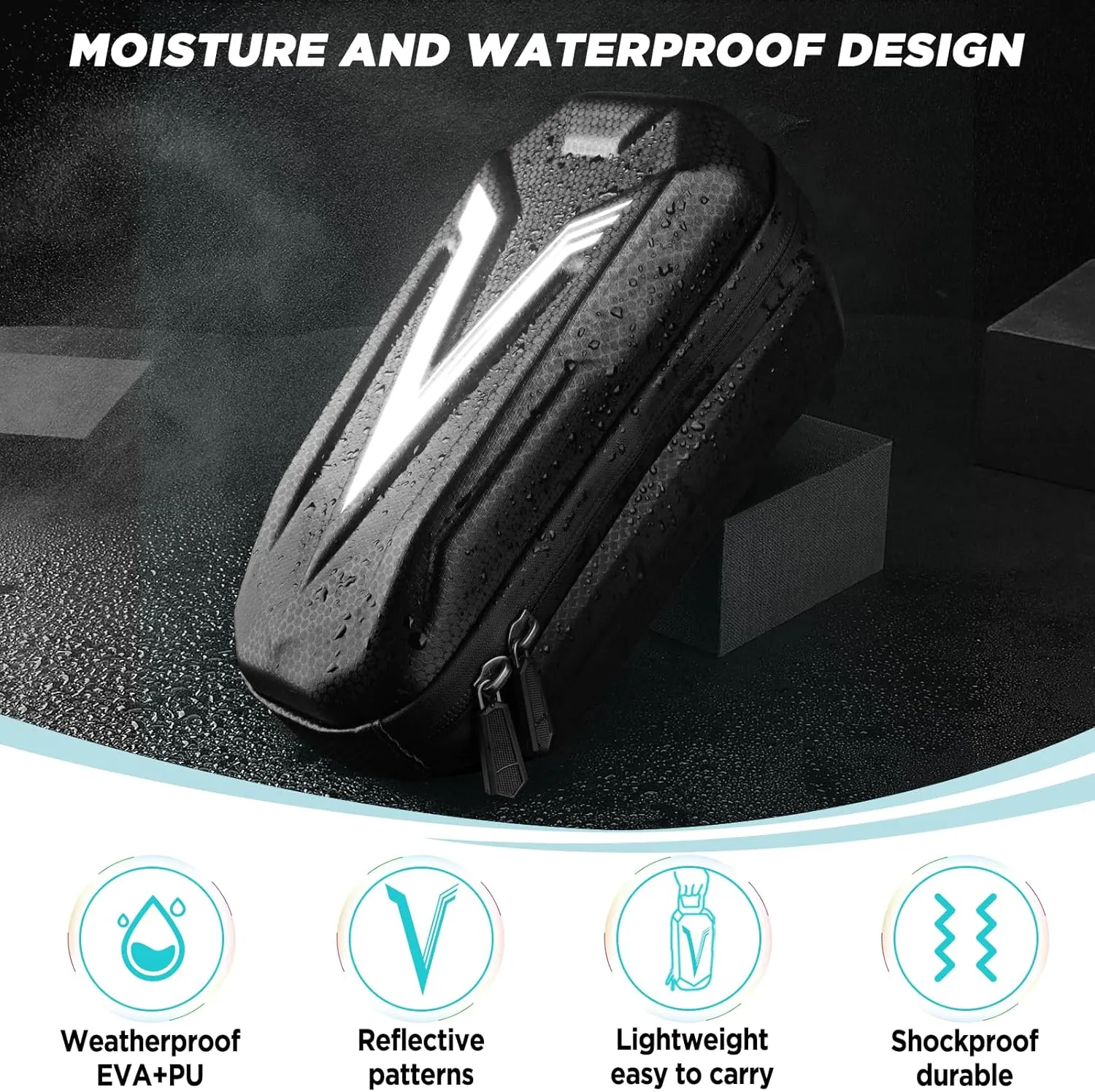 Electric Scooter Bag Scooter Accessories for Adults Kick Scooter Front Bag Waterproof EVA E Scooter Storage Bag Large Capacity Universal Scooter Handlebar Bag