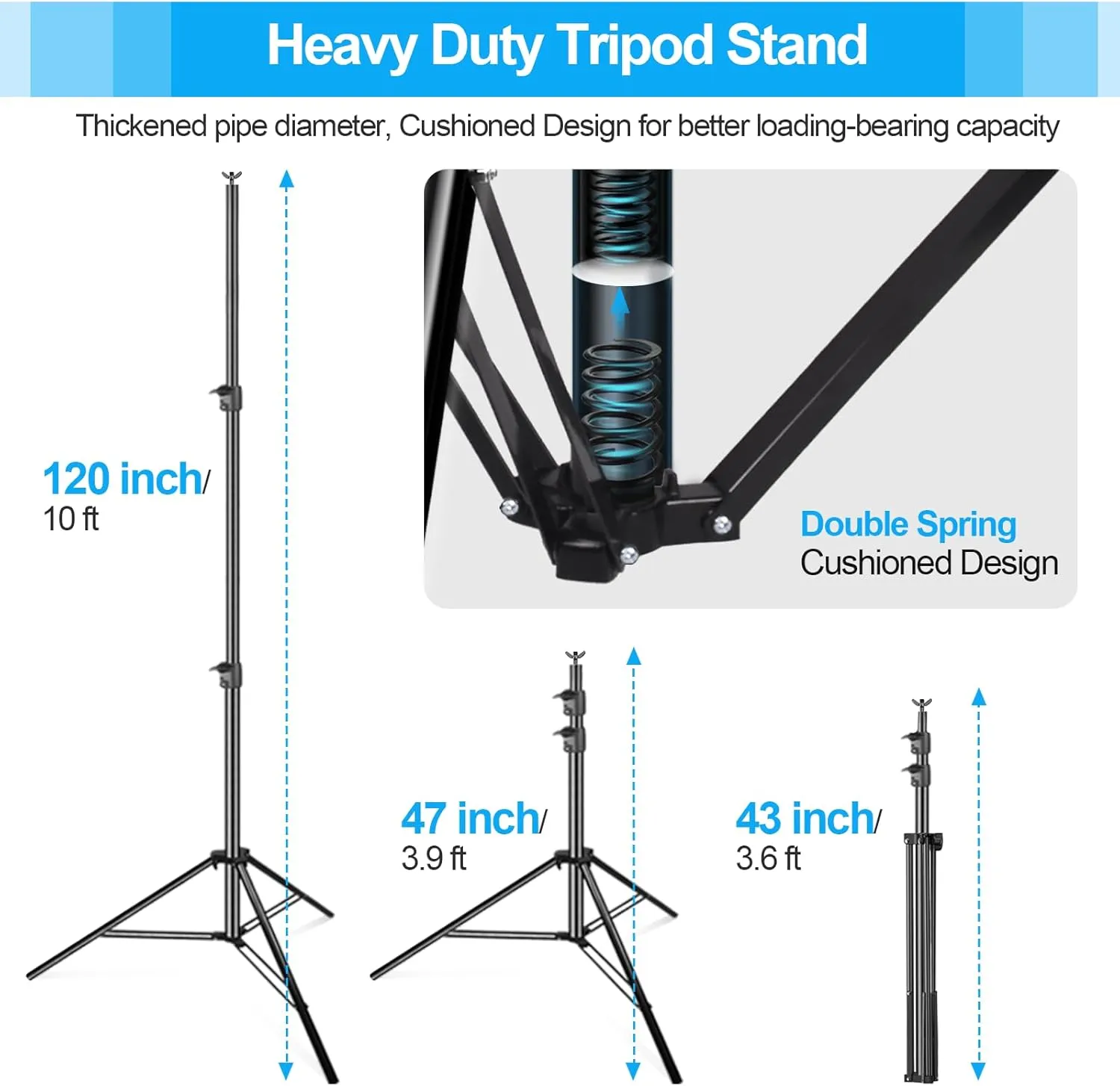 EMART Heavy Duty Backdrop Stand 10 x 12ft Photo Video Studio Adjustable Photography Background Support System Kit with Carry Bag