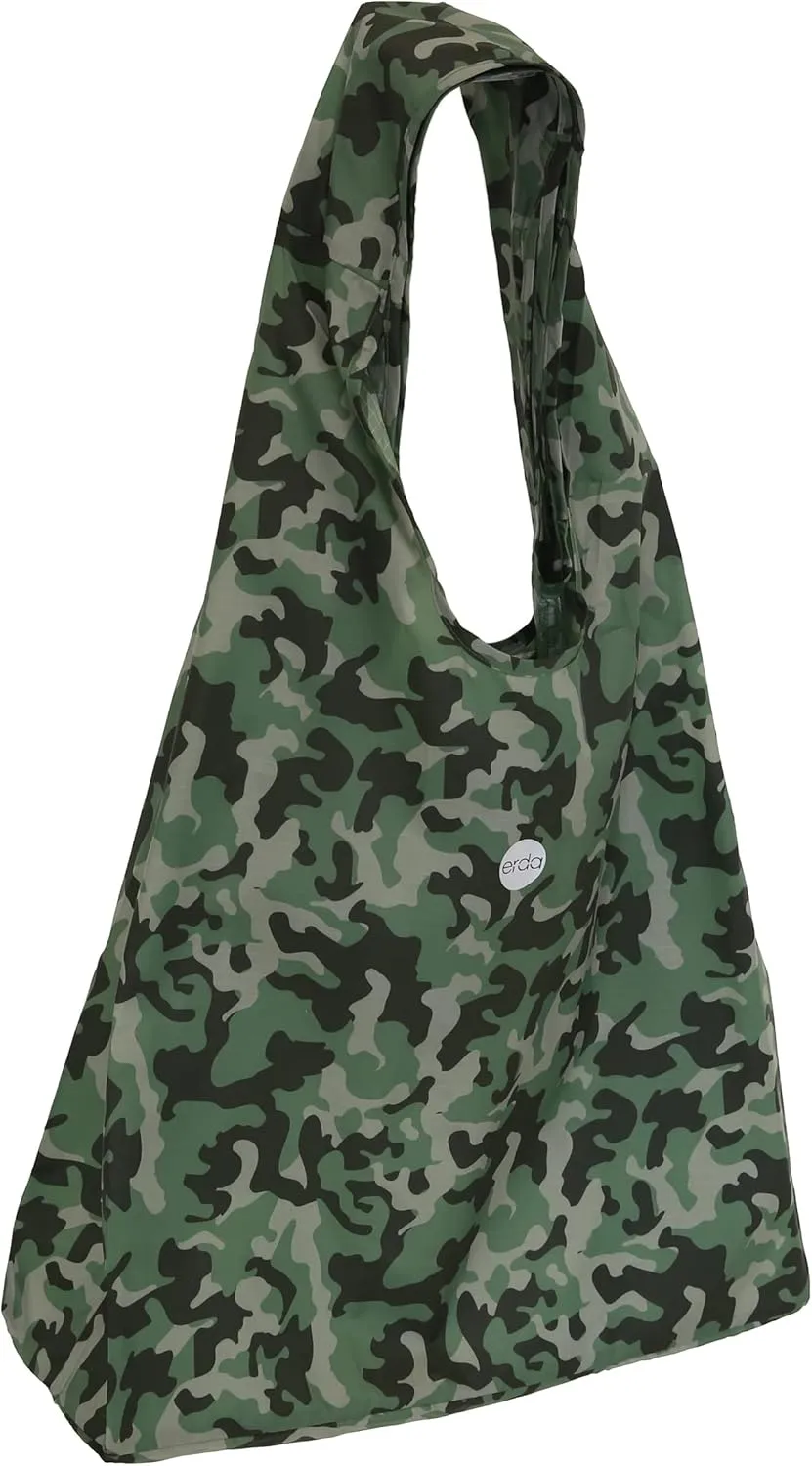 erda Forest Camo Small Reusable Ergonomic Bag, Shopping Bag, Grocery Tote, Travel Bag