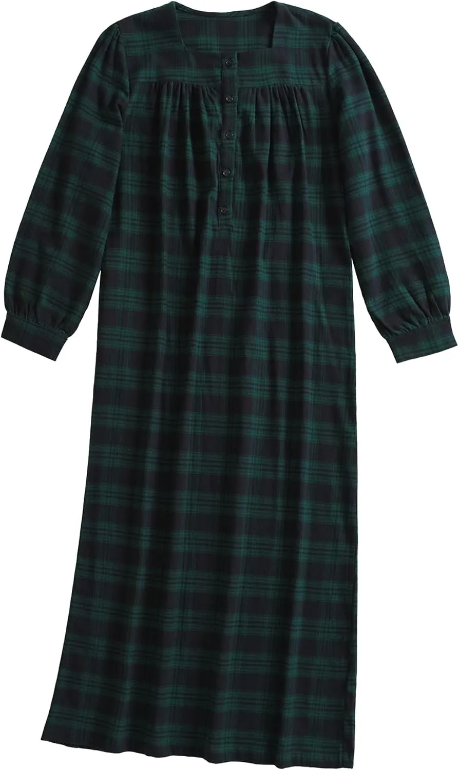 Esenchel Women's Warm Flannel Nightgown Long Cotton Night Gowns