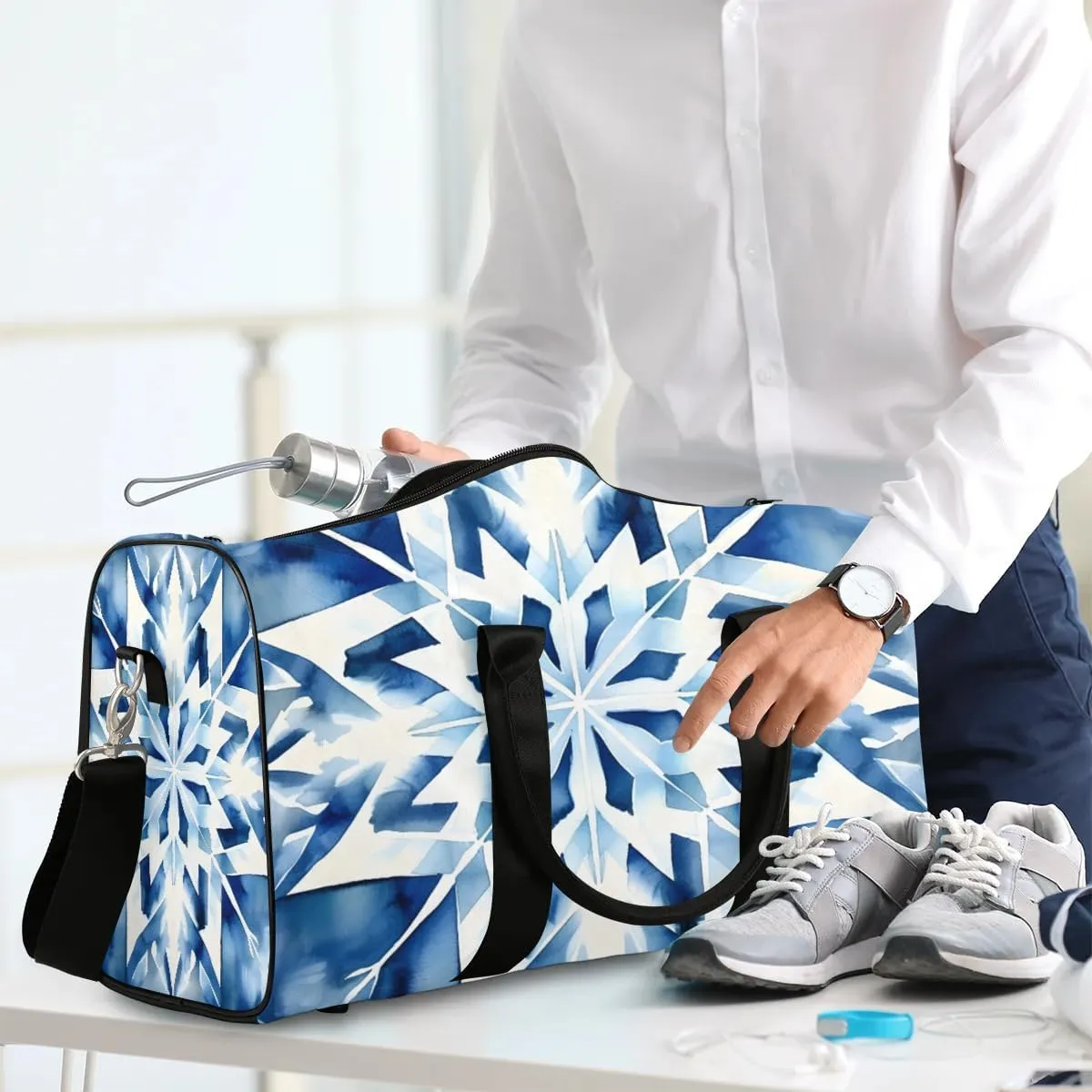 Ethnic Travel Duffel Bag for Women Men Tie Dye Waterproof Foldable Overnight Weekender Bag Large Capacity Sports Gym Bag
