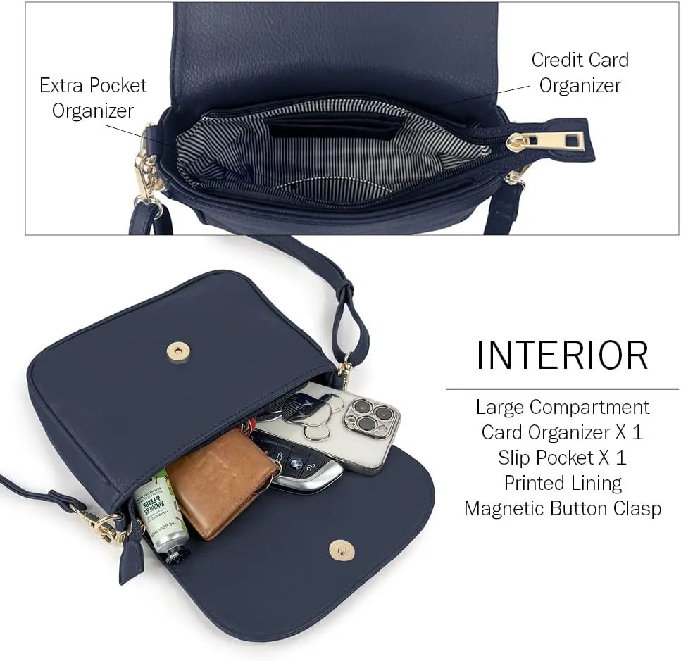 EVVE Small Crossbody Bags for Women Trendy Flap Saddle Purses with Tassel Vegan leather Shoulder bag