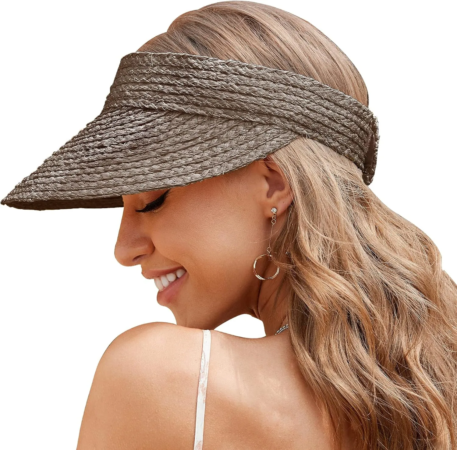 EW East Water Women's Natural Straw Sun Hat, Visor for Women, Beach Hats for Women, 50 SPF Sun Protection, One Size Fits Most