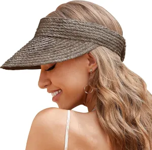 EW East Water Women's Natural Straw Sun Hat, Visor for Women, Beach Hats for Women, 50 SPF Sun Protection, One Size Fits Most