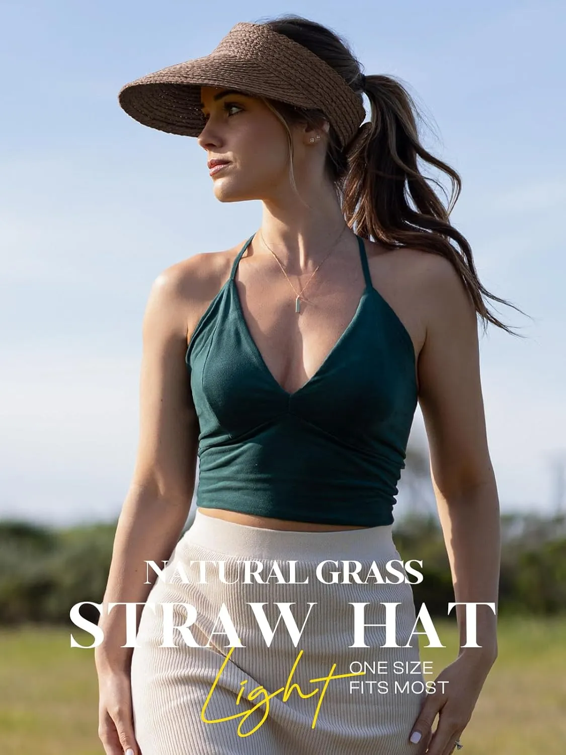 EW East Water Women's Natural Straw Sun Hat, Visor for Women, Beach Hats for Women, 50 SPF Sun Protection, One Size Fits Most