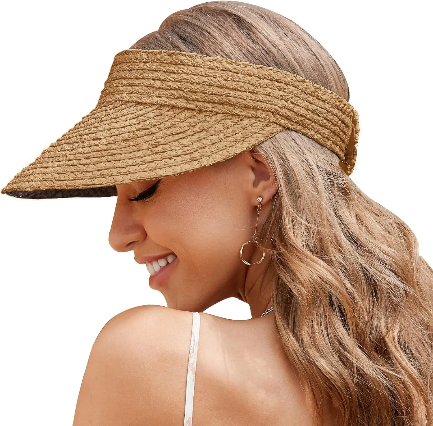 EW East Water Women's Natural Straw Sun Hat, Visor for Women, Beach Hats for Women, 50 SPF Sun Protection, One Size Fits Most