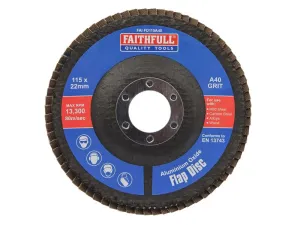 Faithfull Aluminium Oxide Flap Disc 115 x 22mm 40 Grit