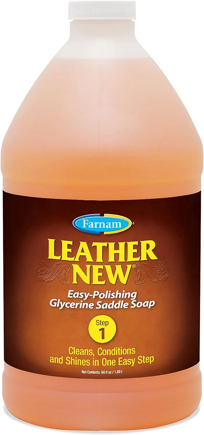 Farnam Leather New Easy-Polishing Glycerine Saddle Soap and Leather Saddle Cleaner, Protects and Preserves Leather, Cleans, Conditions and Polishes, 64 Oz.