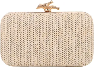 Fecialy Straw Clutch Purse for Women Summer Evening Handbag Straw Crossbody Shoulder Bag Woven Raffia Beach Purse