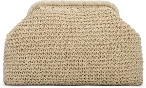 Fecialy Straw Clutch Purses for Women Woven Dumpling Handbag Summer Beach Clutch Wicker Raffia Crossbody Purses