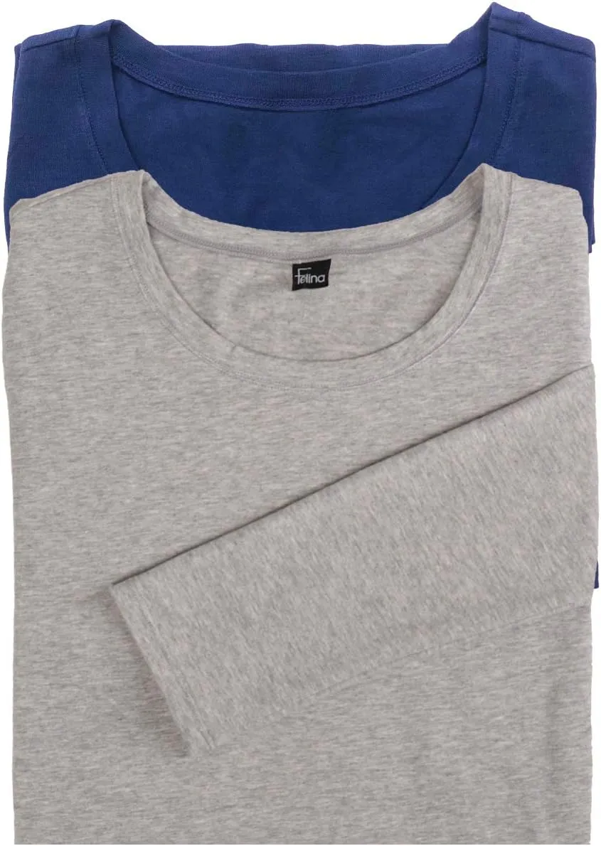 Felina | Key Item Long Sleeve Crew Neck Tee | Cotton & Modal | 2-Pack