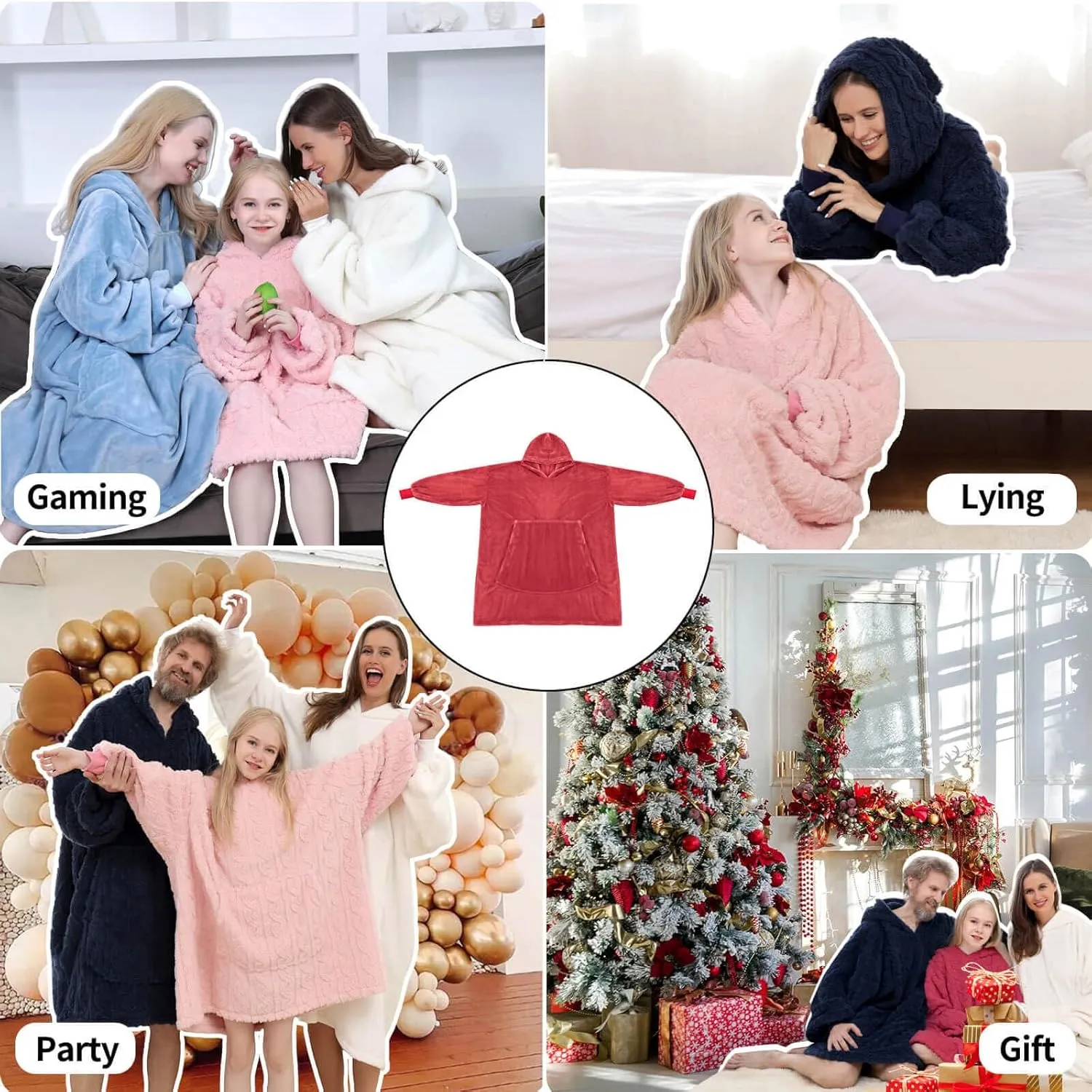 FestiCorp Oversized Blanket Hoodie for Adults - Extra Long Wearable Sweatshirt with Giant Sleeve, Hood and Pocket
