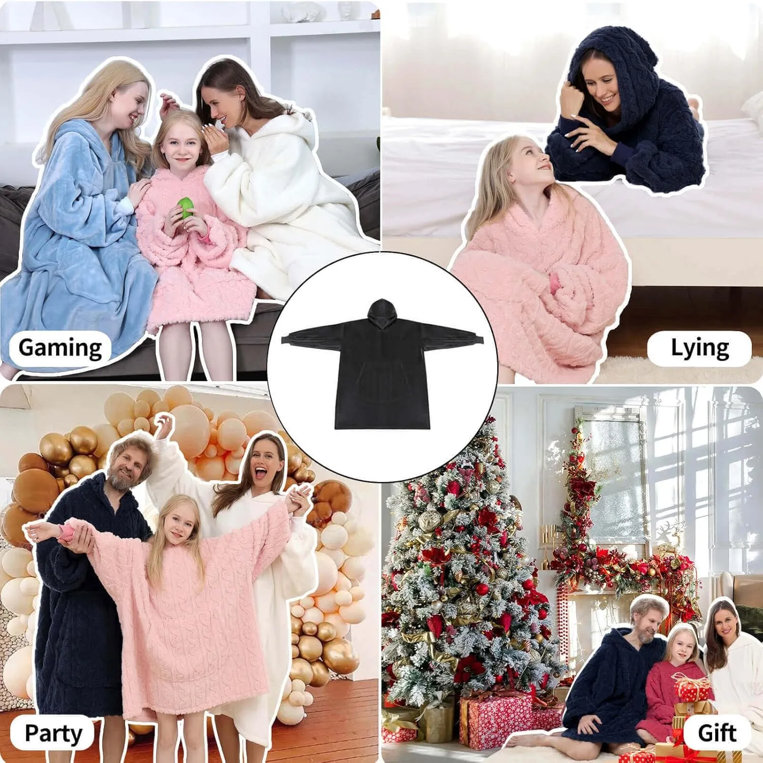 FestiCorp Oversized Blanket Hoodie for Adults - Extra Long Wearable Sweatshirt with Giant Sleeve, Hood and Pocket