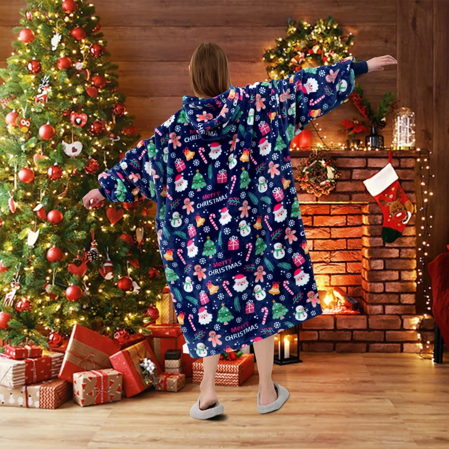 FestiCorp Oversized Blanket Hoodie for Adults - Extra Long Wearable Sweatshirt with Giant Sleeve, Hood and Pocket