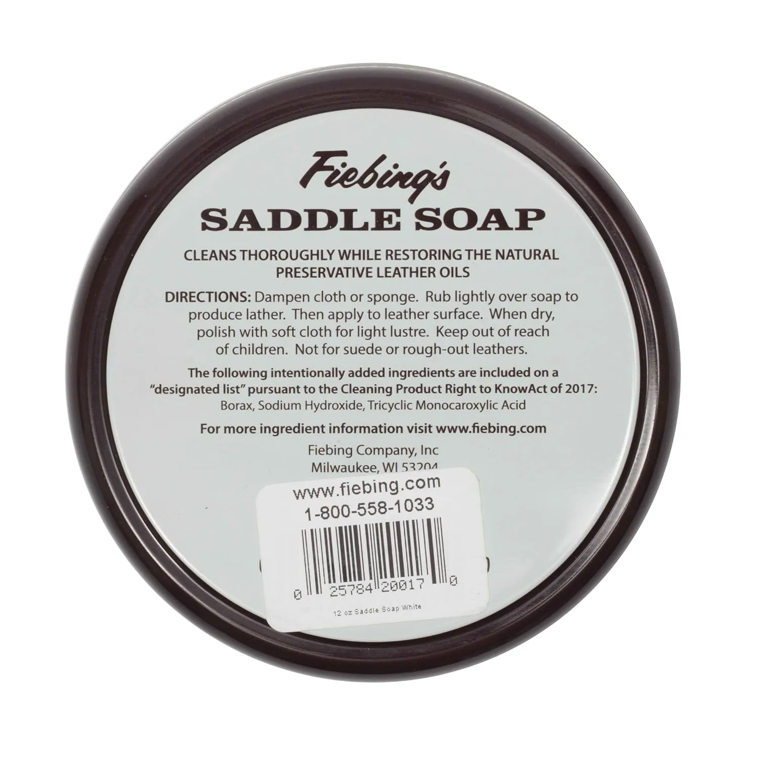Fiebing's White Saddle Soap for Leather (12 oz Tin) - Leather Cleaner & Conditioner to Soften, Protect & Restore Leathercraft - Leather Soap for Car Seat, Couch, Shoe, Purse, Boot, Bag, & Saddles