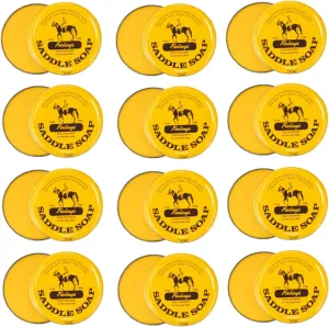 Fiebing's Yellow Saddle Soap for Leather (12 Pack, 3.5 oz Each, 42 oz Total) - Leather Cleaner & Conditioner to Soften, Protect & Restore Leathercraft - Leather Soap for Car Seat, Couch, Shoe, Purse