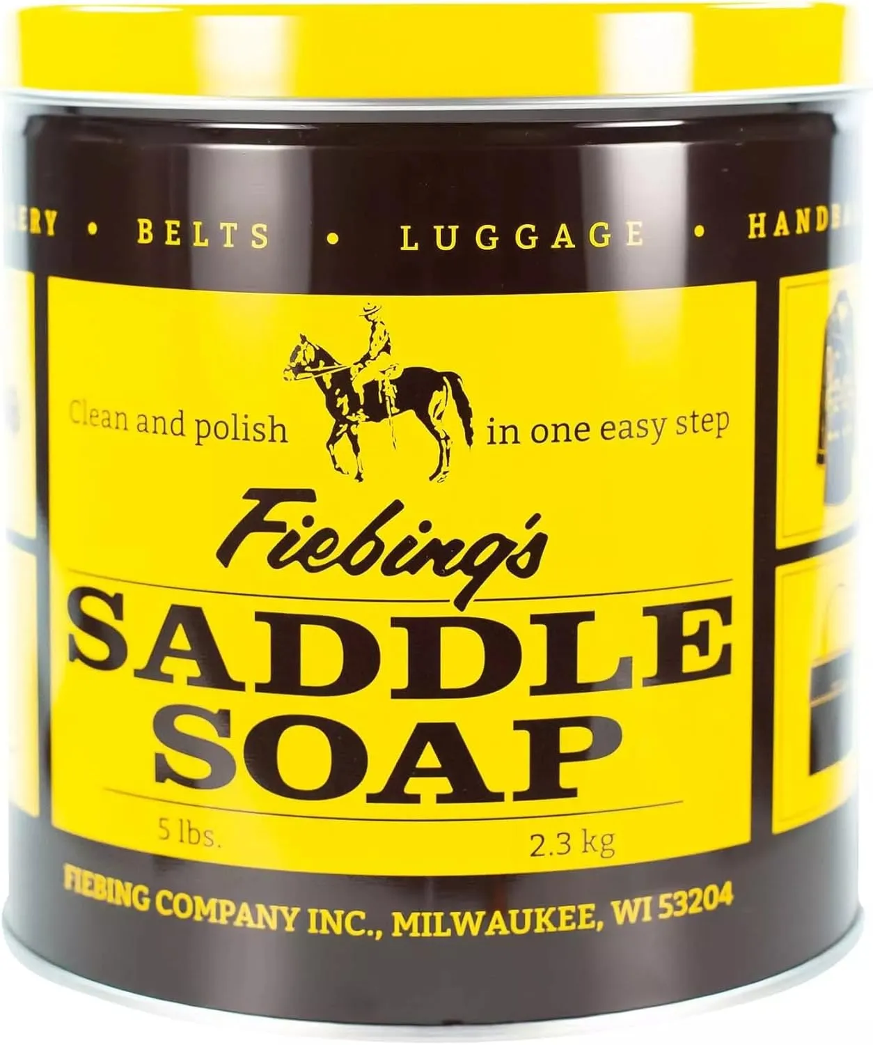 Fiebing's Yellow Saddle Soap for Leather (5 Pounds) - Leather Cleaner & Conditioner to Soften, Protect & Restore Leathercraft - Leather Soap for Car Seat, Couch, Shoe, Purse, Boot, Bag, & Saddles