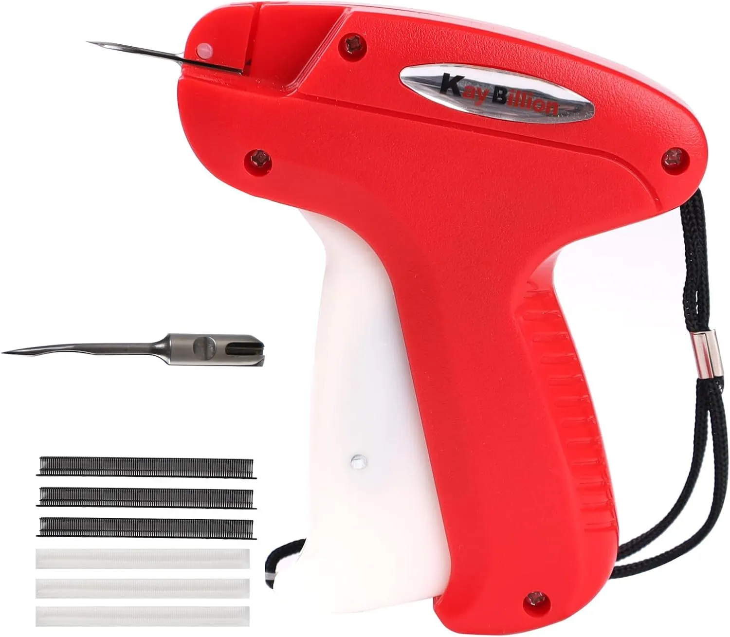 Fine Stitch for Clothes, Stitch Tagging Gun, 1 Stitch Quick Clothing Fixer with 2 Micro Needles and 5000 Micro Fasteners(2500 Black & 2500 White), Hemming Gun Red