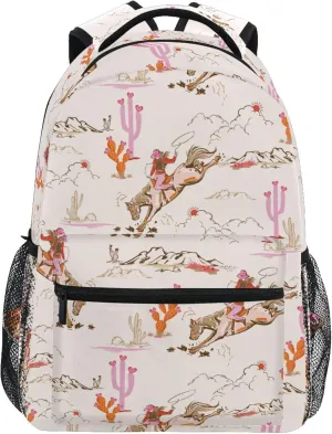 Fisyme Cowgirl Western American Laptop Backpack Bag Bookbag Casual Travel Hiking Computer Notebooks Daypacks